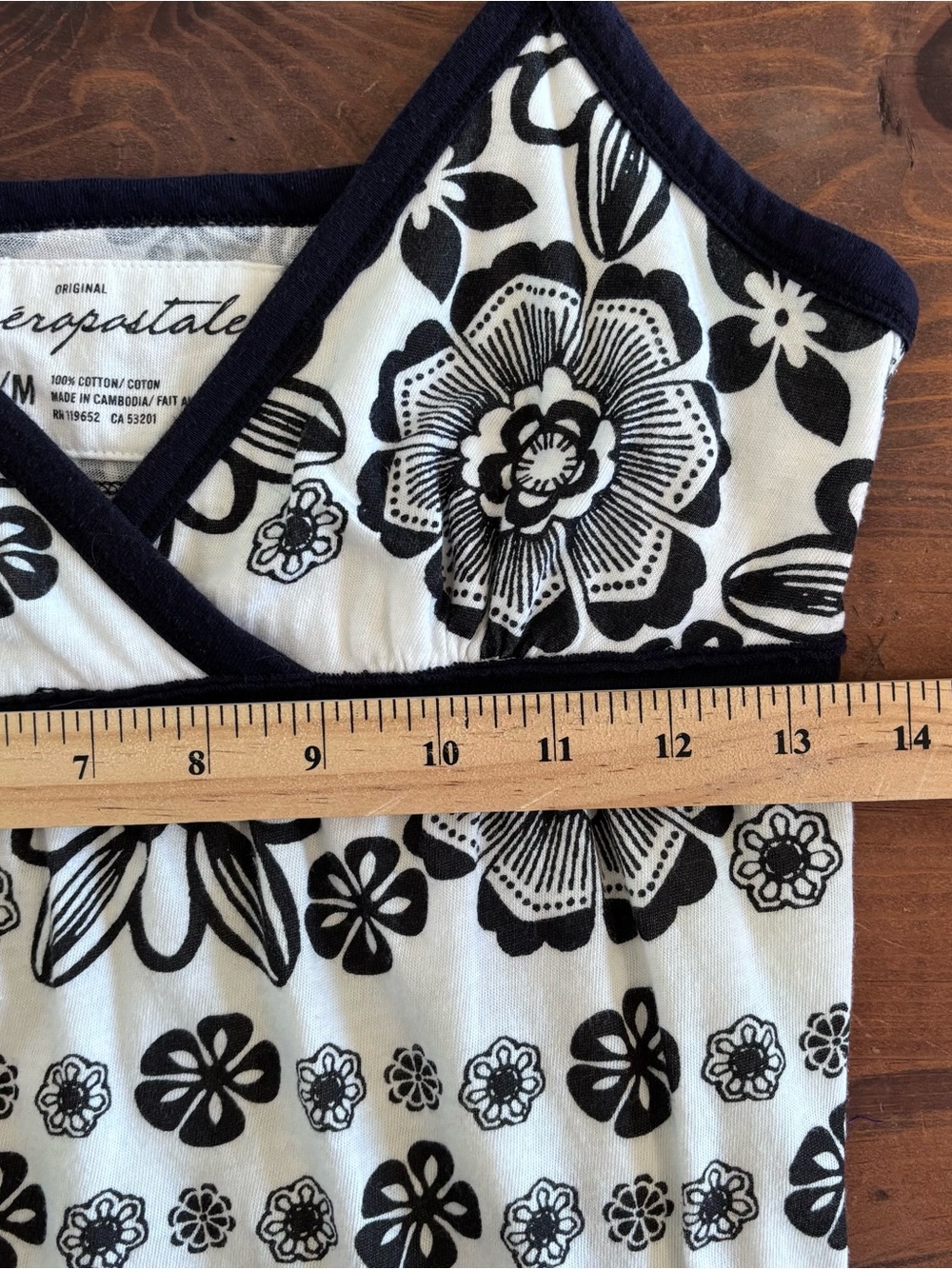 Aeropostale Y2K Floral Cami Women’s M Black White Babydoll Empire Waist - Picture 4 of 5